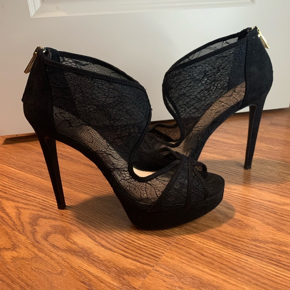 Jessica Simpson Elegant Black Lace Stiletto Heels